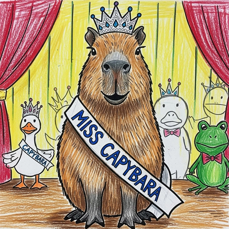 vẽ capybara thi hoa hậu