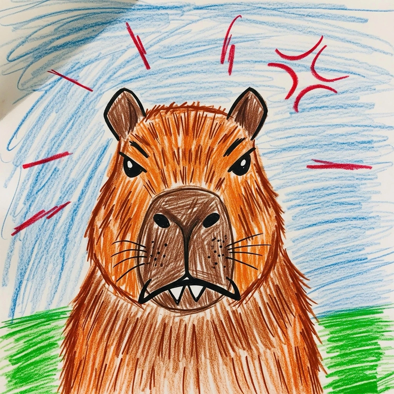 vẽ capybara tức giận