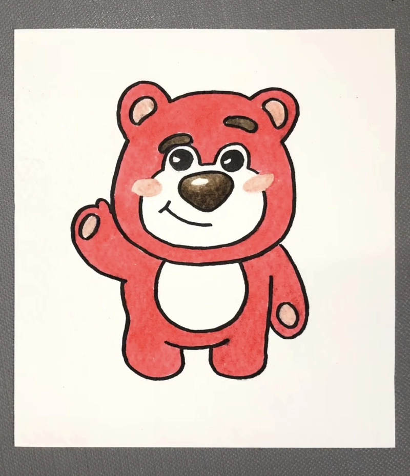vẽ gấu dâu cute đơn giản