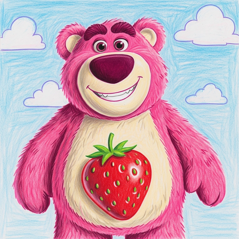vẽ gấu dâu lotso cute đơn giản