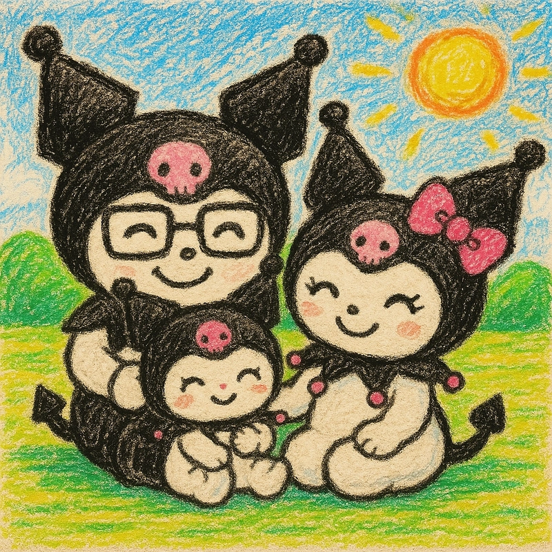 vẽ gia đình kuromi