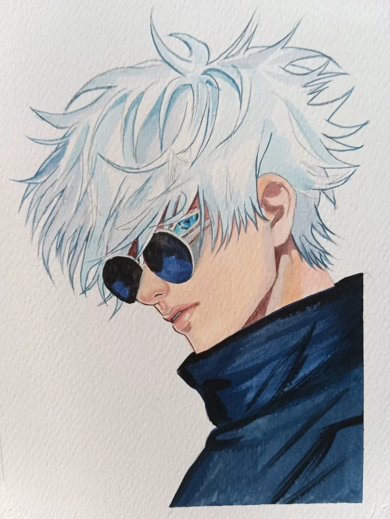 vẽ gojo đeo kính