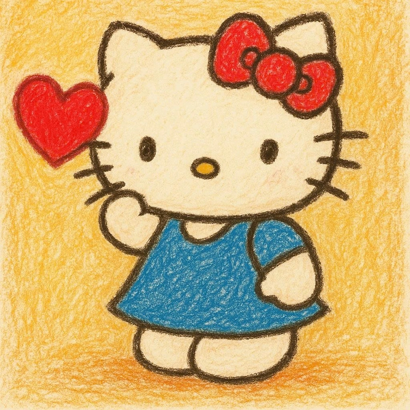 vẽ hello kitty biết yêu