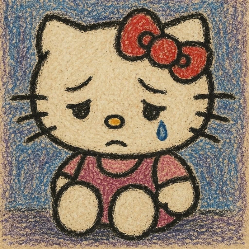 vẽ hello kitty buồn bã