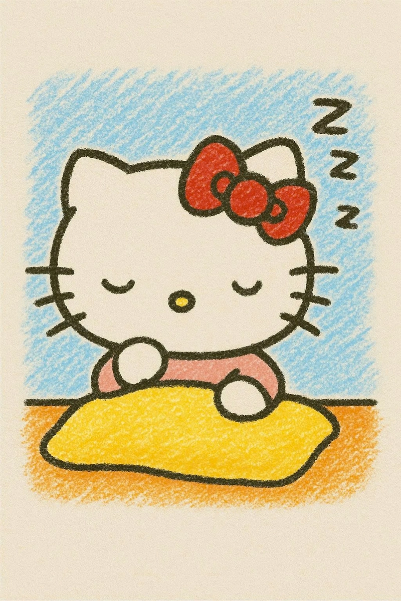 vẽ hello kitty đang ngủ