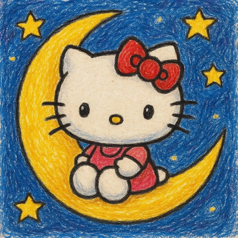 vẽ hello kitty trên cung trăng