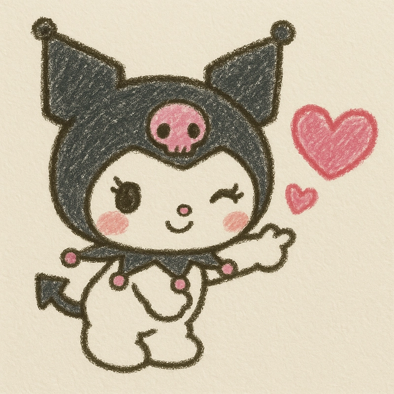 vẽ kuromi bắn tim