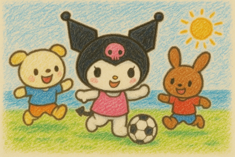 vẽ kuromi chơi đá bóng