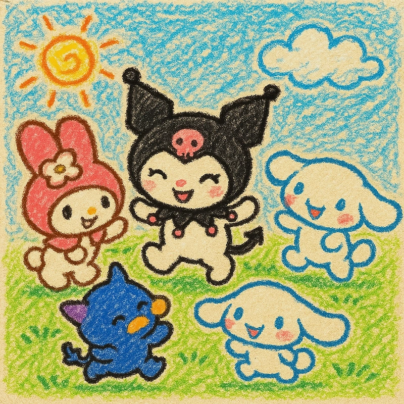 vẽ kuromi cùng những người bạn