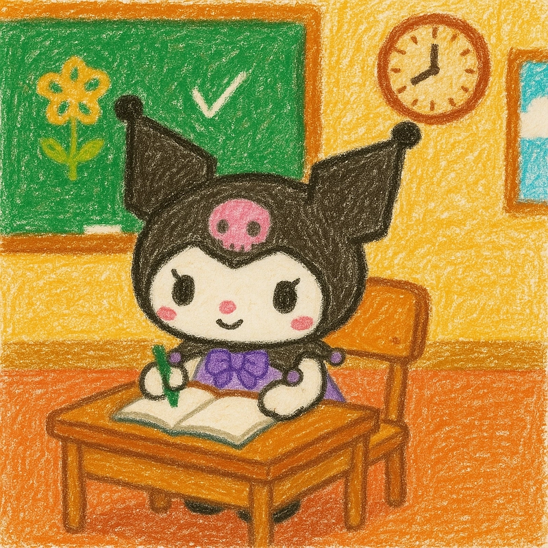 vẽ kuromi đi học
