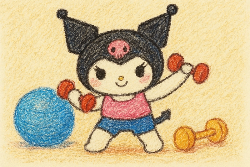vẽ kuromi tập thể dục