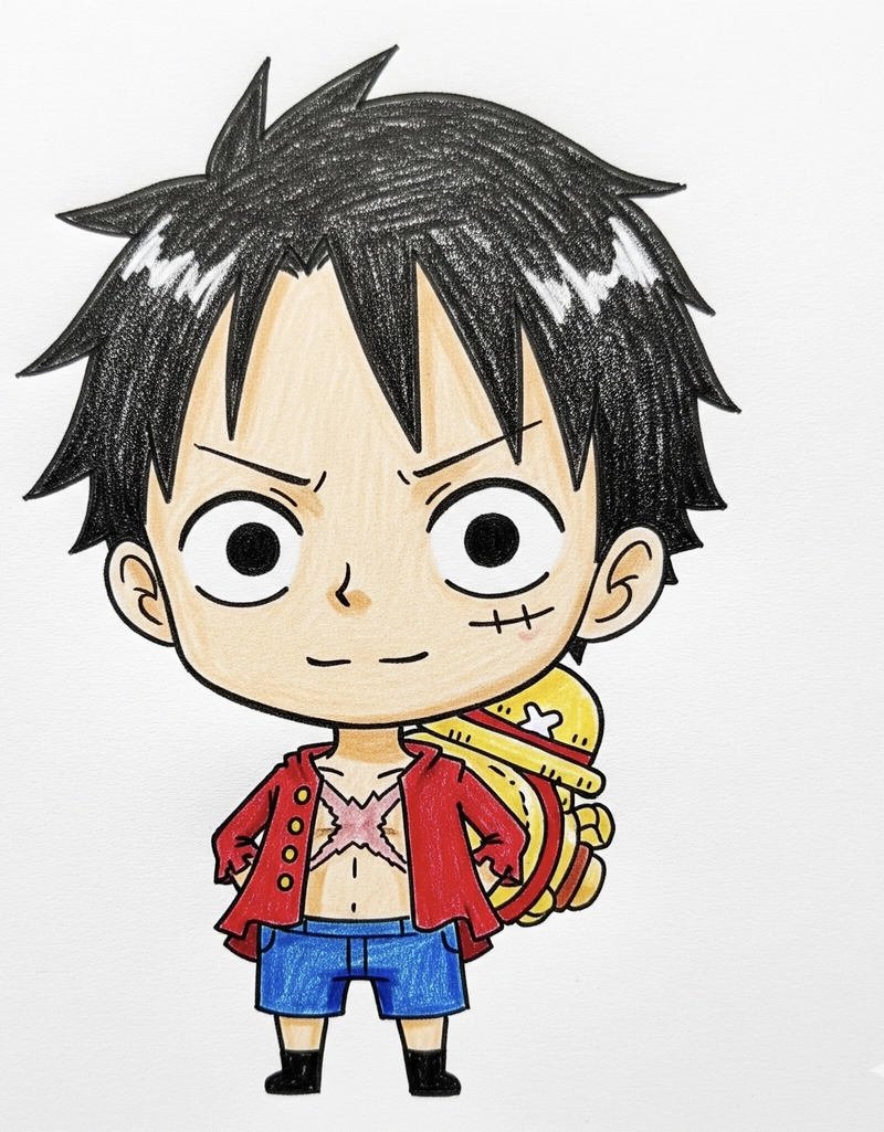 vẽ luffy đơn giản