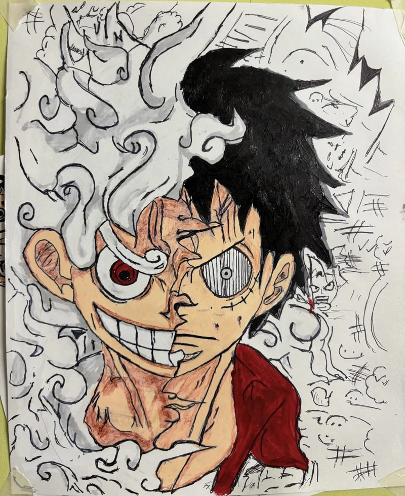 vẽ luffy gear 4