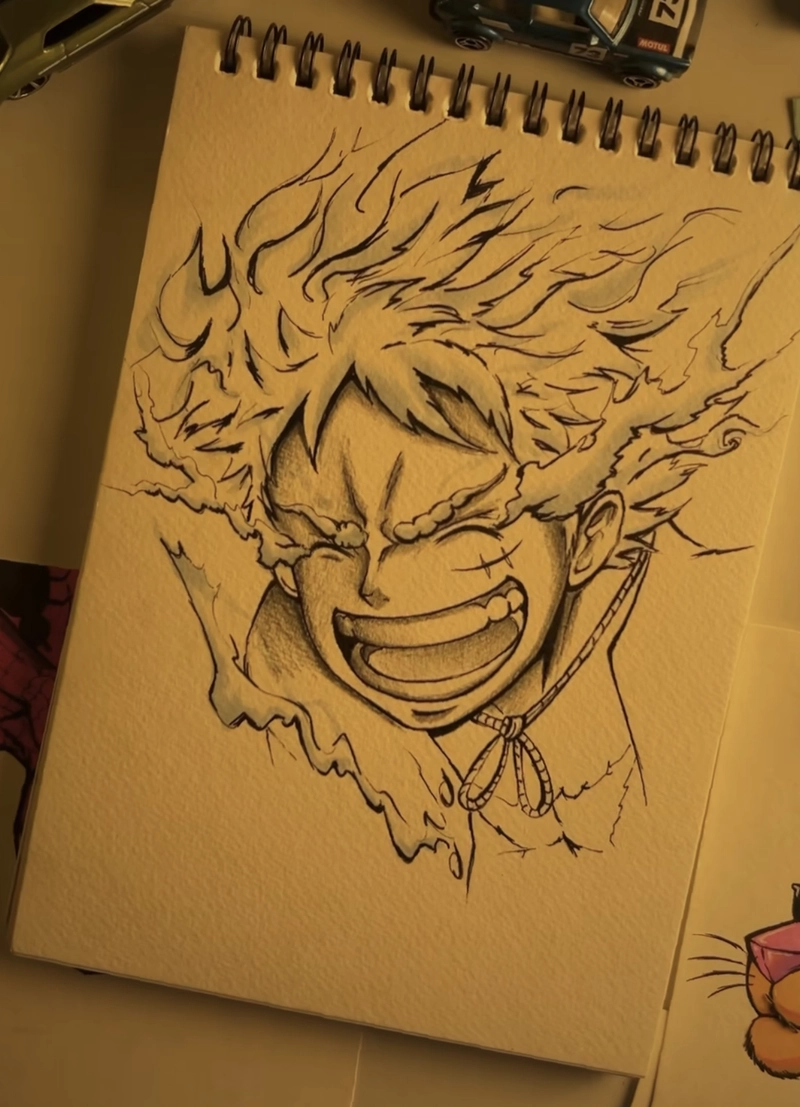 vẽ luffy ngầu màu chì