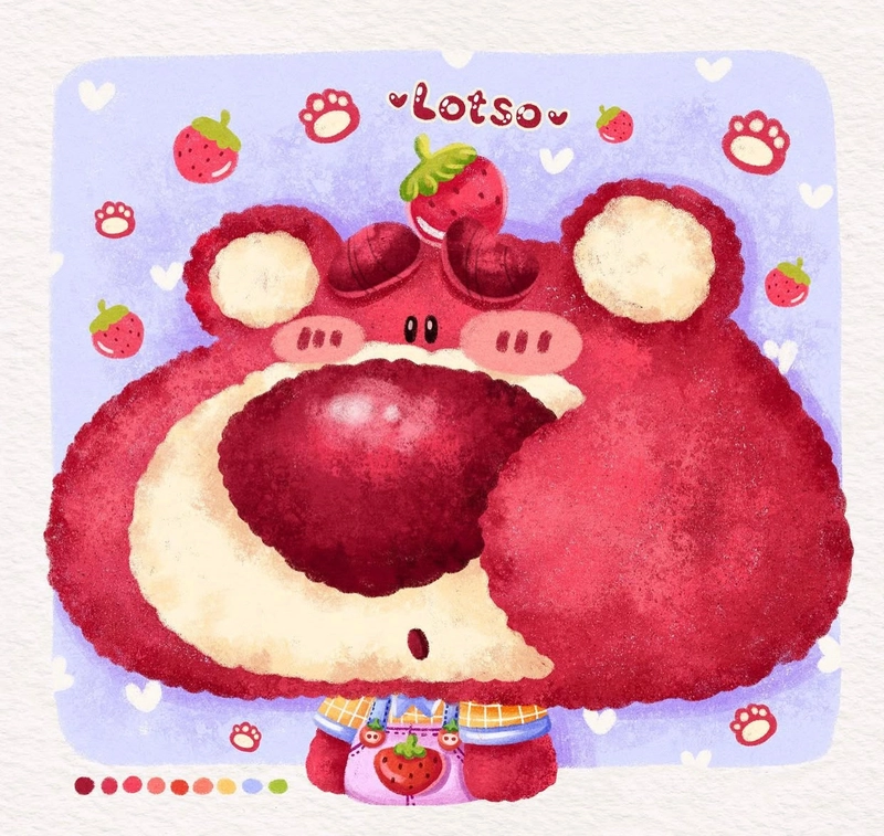 vẽ mặt gấu dâu lotso