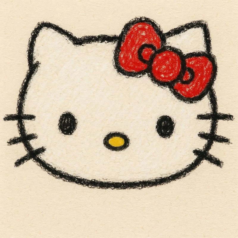 vẽ mặt hello kitty