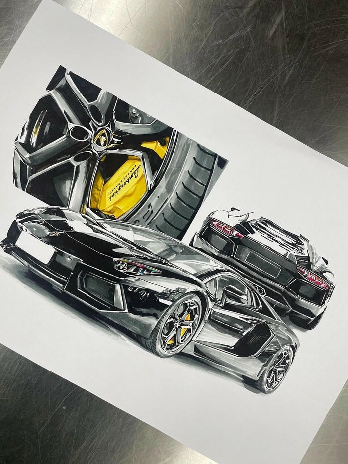 vẽ ô tô Lamborghini