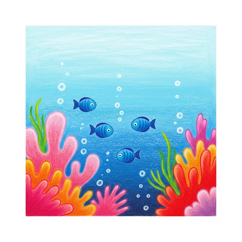 vẽ san hô dưới biển