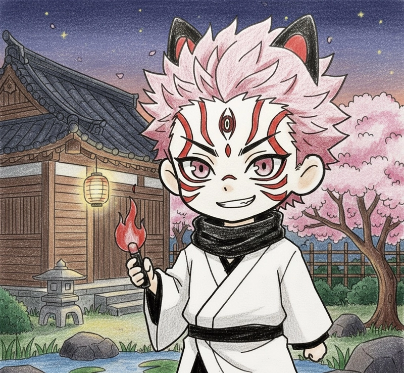 vẽ sukuna chibi