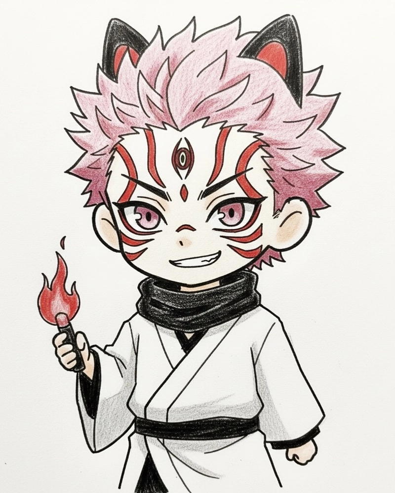 vẽ sukuna chibi đẹp