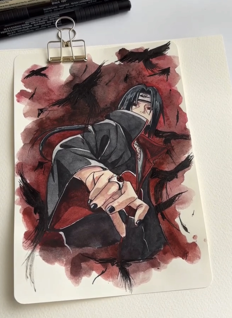 vẽ tranh anime itachi