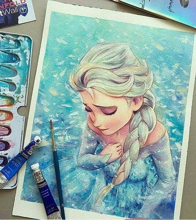 vẽ tranh công chúa nàng elsa