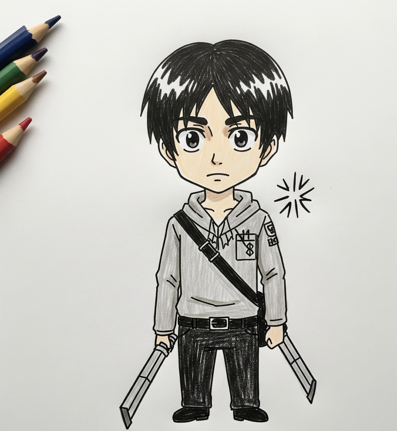 vẽ tranh eren cute