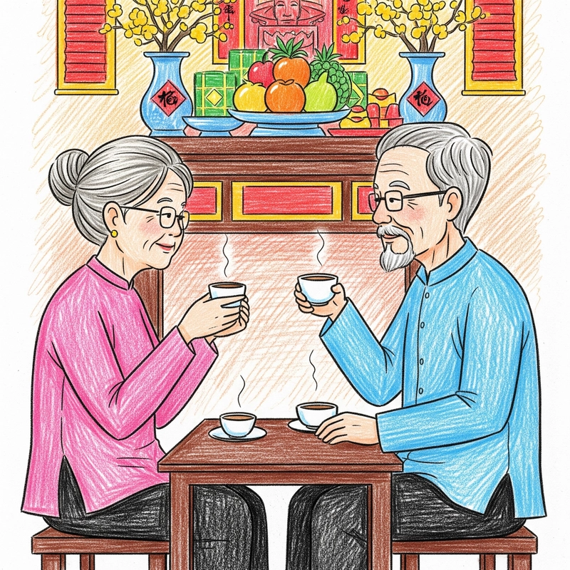 vẽ tranh ngày tết lớp 4 dán câu đối