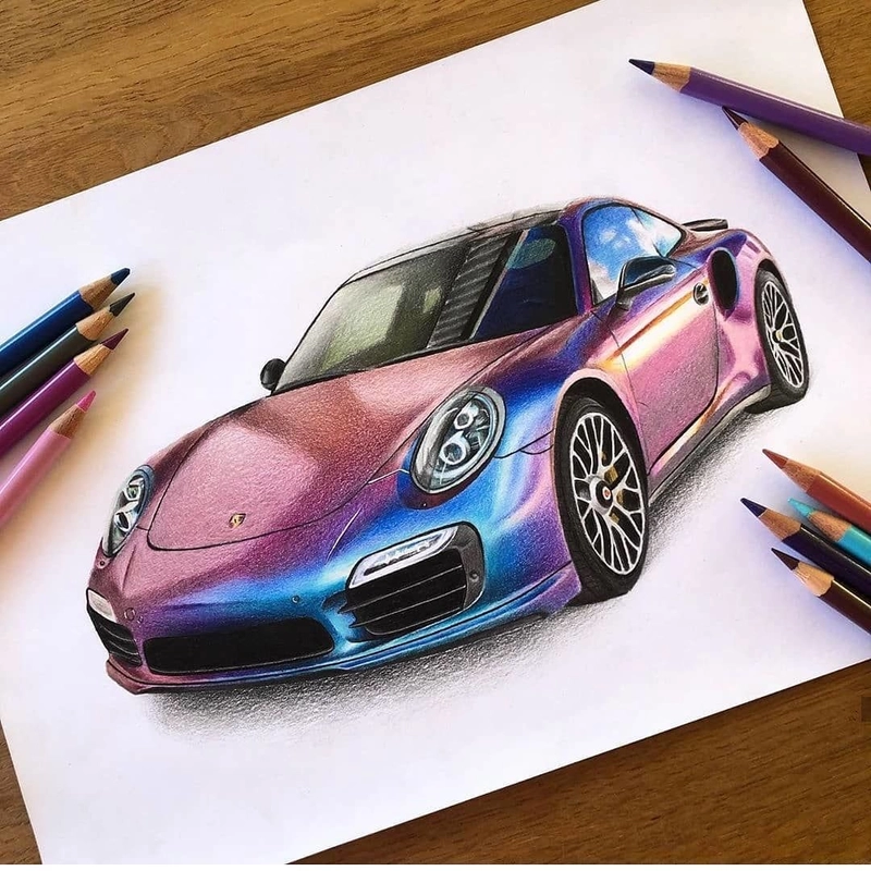 vẽ tranh ô tô lamborghini 3d