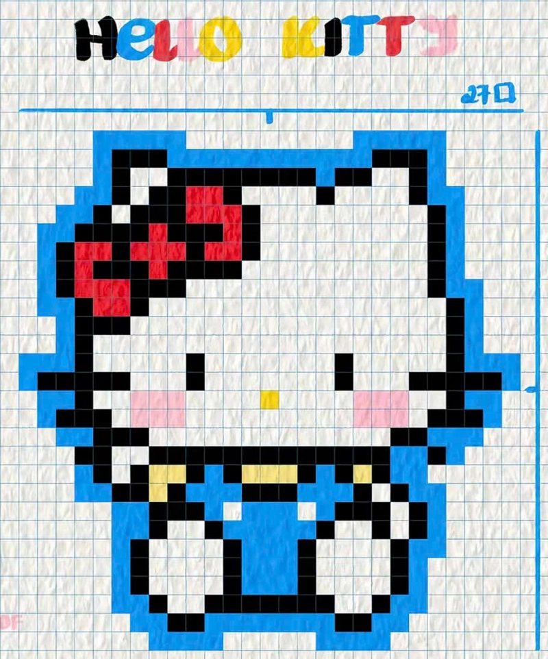 vẽ tranh pixcel hello kitty