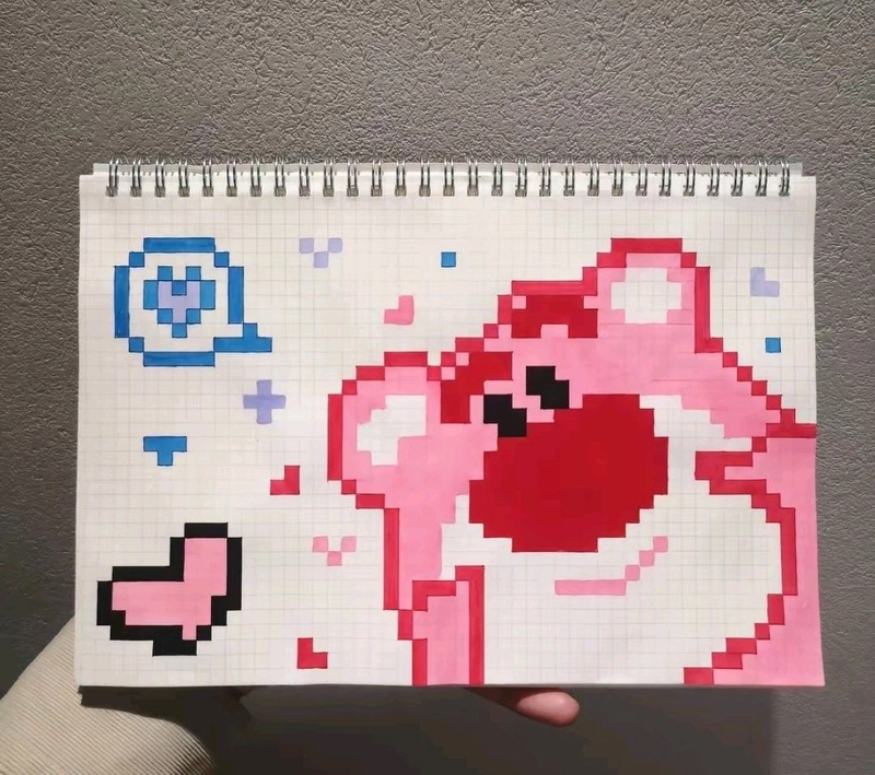 vẽ tranh pixel gấu dâu