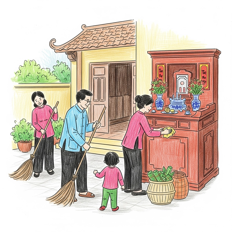 vẽ tranh vẽ ngày tết chúc tết ông bà
