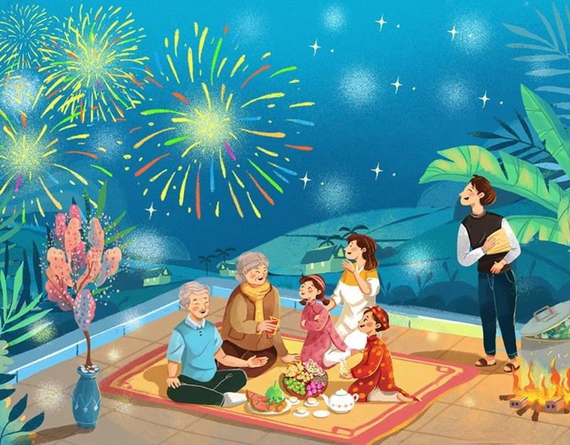 vẽ tranh vẽ ngày tết múa lân