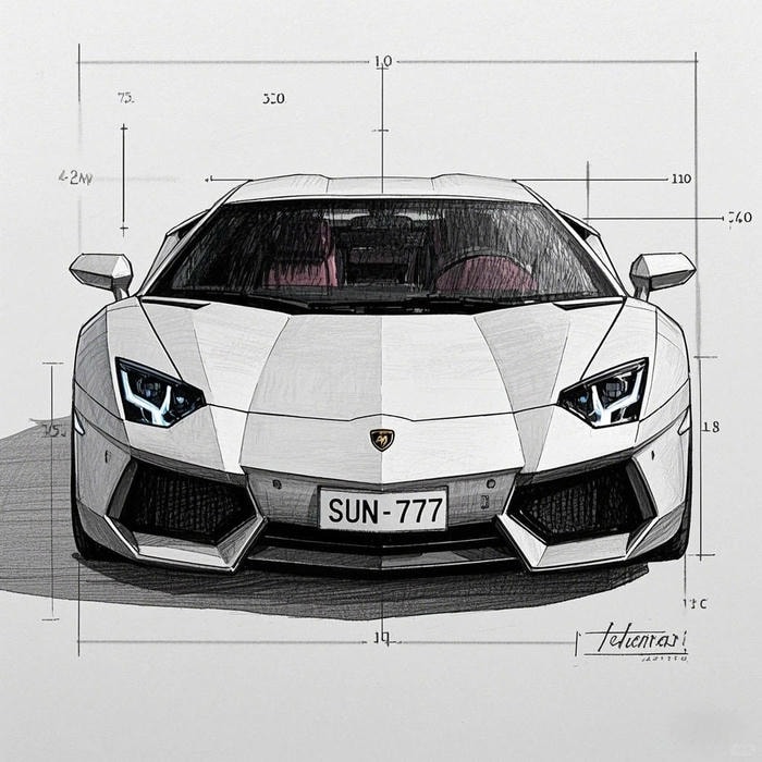 vẽ xe Lamborghini dễ thương