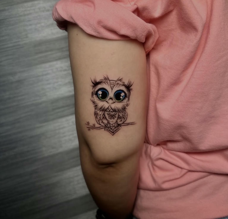 xăm hình cú mèo dễ thương cho nữ