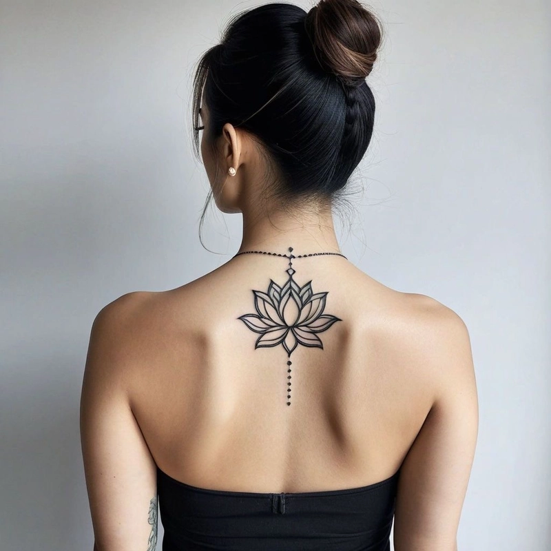 xăm hình hoa sen sau lưng