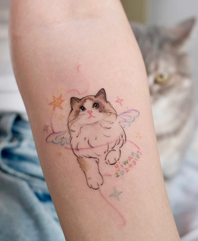 xăm hình mèo ở tay