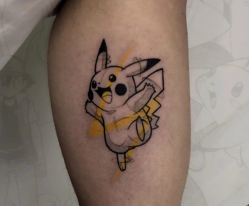 xăm hình pikachu ở đùi