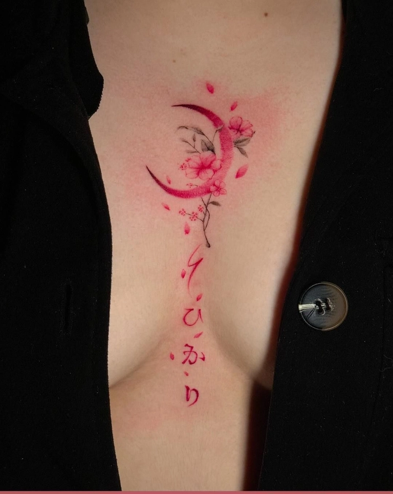 Hình xăm ở ngực đẹp cho nữ xinh