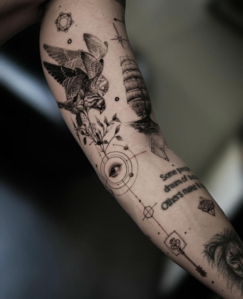 Mẫu hình xăm đại bàng hoang dã quyền lực