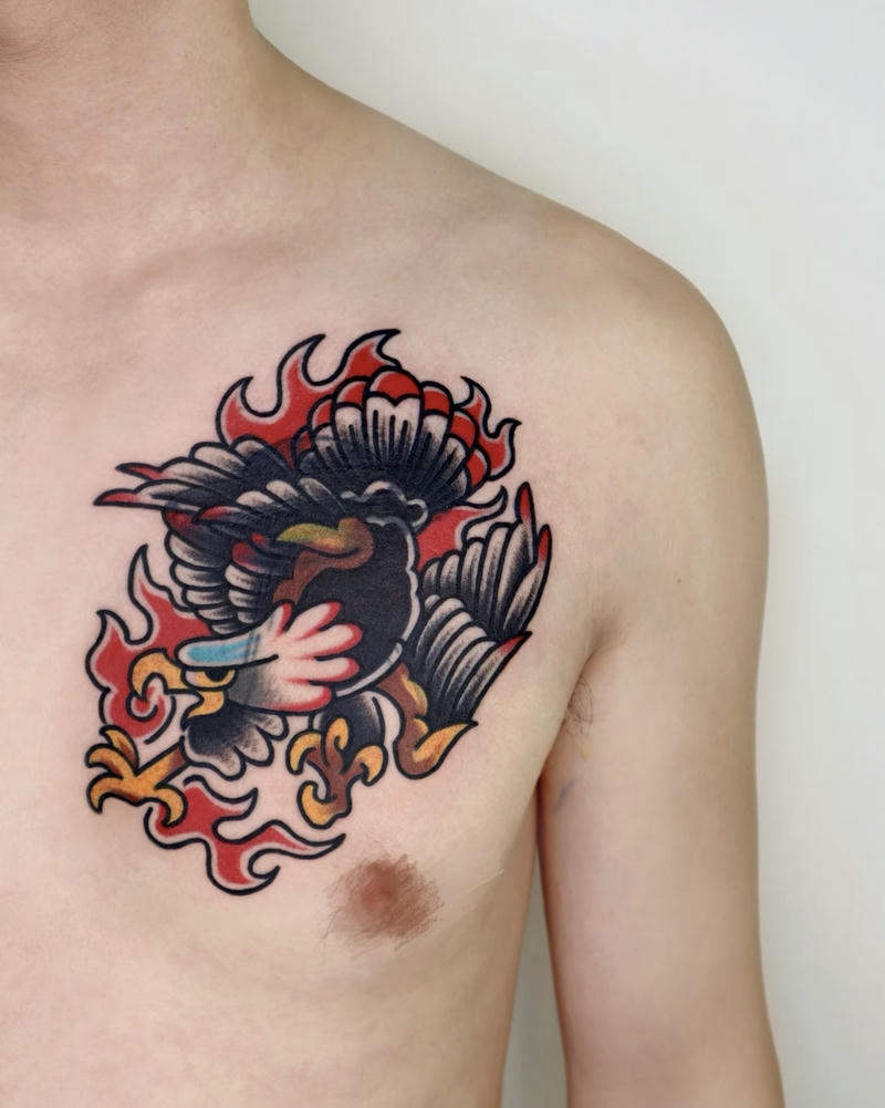 Mẫu xăm đại bàng phong cách màu sắc