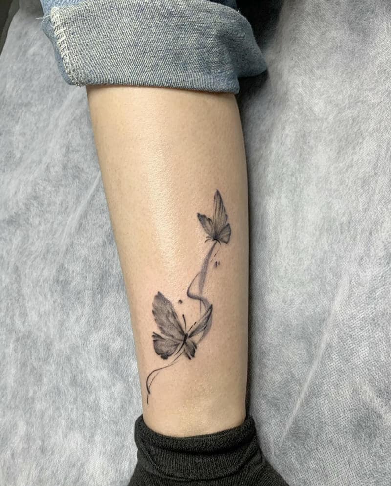 Tatoo bắp chân nữ phong cách nghệ thuật