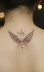hình xăm đôi cánh sau gáy