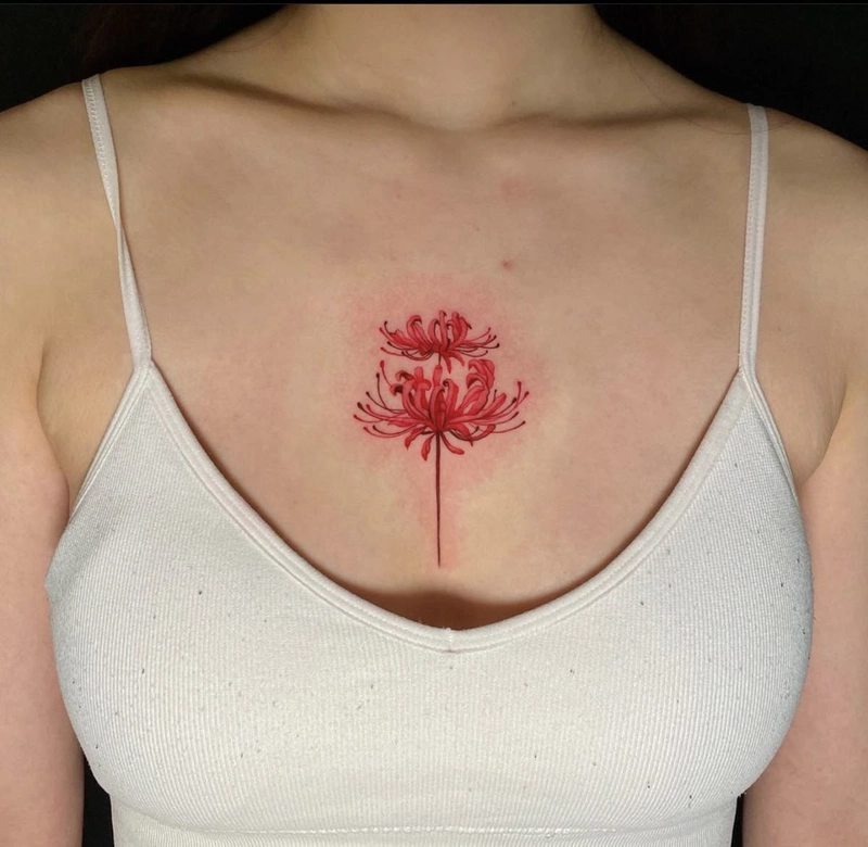 hình xăm hoa bỉ ngạn cho nữ