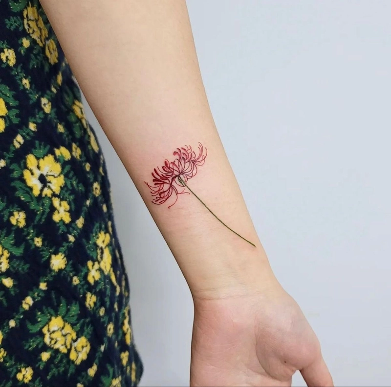 hình xăm hoa bỉ ngạn nhỏ ở tay