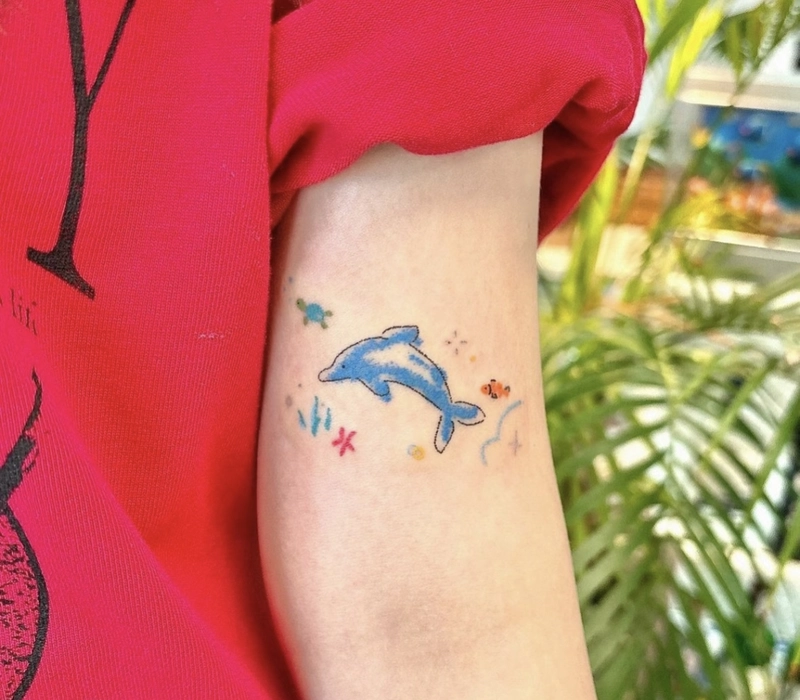 hình xăm mini cute ở bắp tay