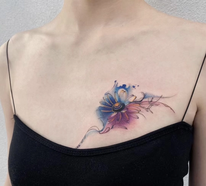 hình xăm ngực cho nữ đẹp