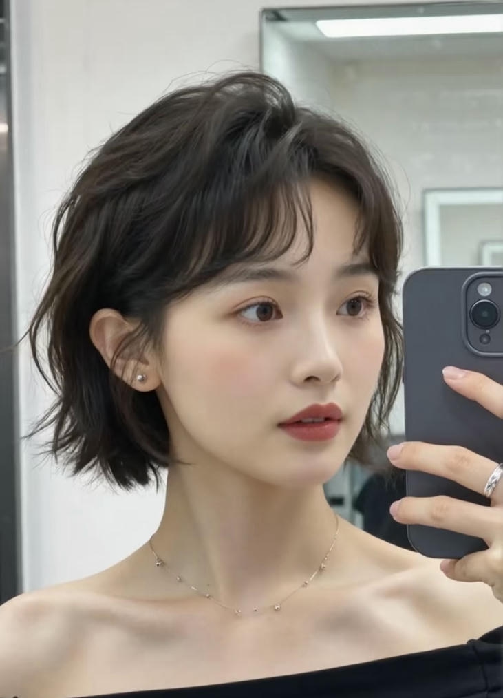 kiểu tóc ngắn nữ mặt tròn gọn gàng