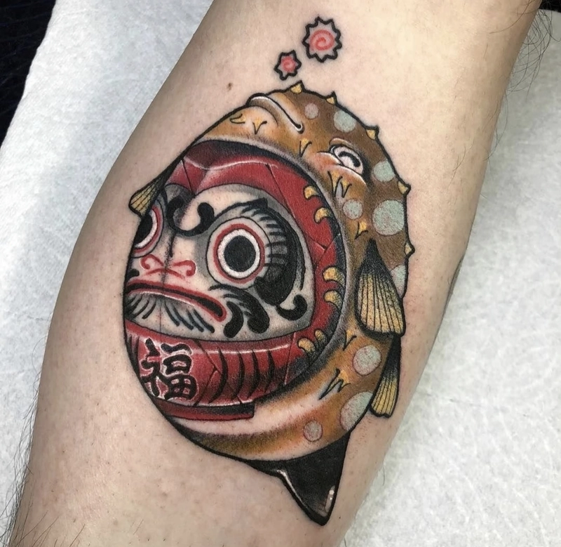 mẫu hình xăm daruma con cá