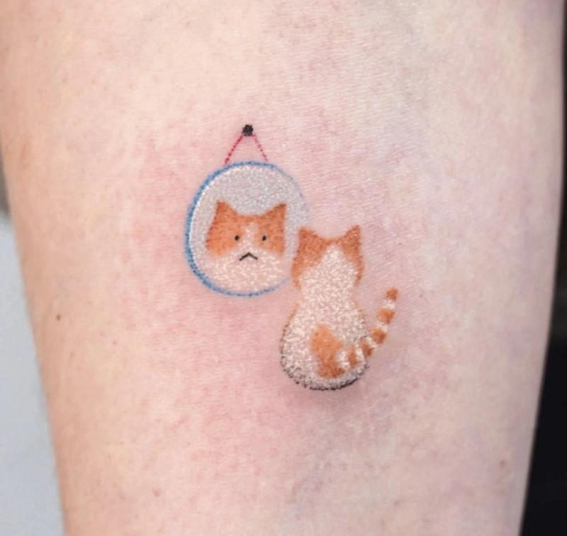 mẫu hình xăm mini cute con mèo
